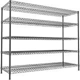 REIBII 55.5" W Storage Shelves 3200LBS Metal Shelving 5 Tier Wire Shelving Unit Garage Shelving Heavy Duty Metal Shelves for Storage Rack Commercial Adjustable Pantry Shelf, 55.5" W X 18''D X 71" H