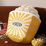 Ashler Popcorn Pillow, 14x10.5 Inch Velvet Classic Radial Stripe Print and Fluffy, Soft Popcorn Shape Decorative Throw Pillow for Couch, Living Room, Dining Room, Bed, Cute Furniture Accent, Yellow