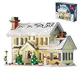 Christmas Holiday House Building Set, LED DIY Christmas Holiday Snow Village, Christmas House Compatible with Lego Gifts for Boys, Girls, Family, and Friends (1156pcs)
