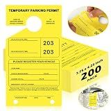 200 Pcs Yellow Parking Permit Hang Tag 7.75 x 4.25 Inch Mirror Hang Tags Car Hang Tags Parking Permit Car Parking Tags Numbered Temporary Parking Passes with Tear-Off Stub for Business Office