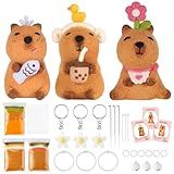 Capybara Needle Felting Kit - 3 Set Cute Animal DIY Doll Wool Craft Set with Felt Tool Instruction Foam Mat, DIY Needlework Keychain Craft for Adults Beginners Christmas Birthday Gift (Style 2)