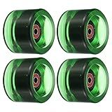 PATIKIL 70mm 78A Longboard Wheels with Red ABEC-9 Bearings, 4 Pack Soft Cruiser Wheels Street Wheels for Skateboards Skateboard Wheel PU, Clear Green