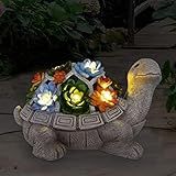 Nacome Solar Garden Outdoor Statues Turtle with Succulent and 7 LED Lights - Lawn Decor Tortoise Statue for Patio, Balcony, Yard Ornament - Chrismtas Gifts for Mom Grandma