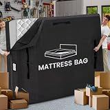 Mattress Bags for Moving and Storage, BETU Full Size Waterproof Mattress Protector Mattress Cover with 8 Heavy Duty Handles and Zipper Extra Thick Moving Supplies for Bed Reusable (77x57x13.5 Black)