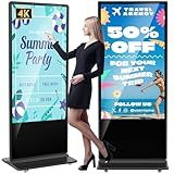 YCKJNB 65 inch Indoor Digital Signage,CMS Software,4K UHD 2160p LCD Screen IPS Floor Standing Digital Kiosks Interactive Displays with WiFi HDMI/USB Input Auto AD Player, Android OS Black