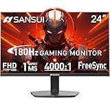 SANSUI Gaming Monitor, 24 Inch 180Hz, FHD 1080P 1ms 110% sRGB Computer Monitor, HDMI DP Ports VESA Support for Game Office (HDMI Cable Included)