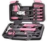 CARTMAN 39-Piece Household Tool Set, pink Hand Kit With Storage Case