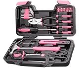 CARTMAN 39Piece Tool Set General Household Hand Tool Kit with Plastic Toolbox Storage Case Pink