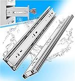YENUO Stainless Steel Full Extension Drawer Slides Side Mount 10 12 14 16 18 20 22 24 Inch Ball Bearing Metal Rails Track Guide Glides Runners Heavy Duty 100 Lbs 1/5/10 Pair (1 Pair, 12 Inch)