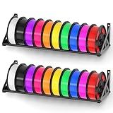 2 Pack 3D Filament Storage Rack, Wall Mount 3D Printer Filament Storage Rack, Filament Storage Shelf, Heavy Duty Metal Organizer for 3D Printing Studio, Workshop, Holds up 20 Spool 1KG 3D Filament