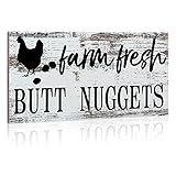 Jetec Farm Fresh Chicken Wall Decor Chicken Coop Sign Accessories Rustic Hen House Deco Farmhouse Wooden Door Decoration for Home Kitchen Decoration(Retro Color)