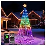 BAIRAYEN Smart Christmas Cone Tree Lights,8FT 340 LED Music Sync with Remote APP and Local Contorl,Color Changing Christmas Tree with led Lights Show for Indoor Outdoor Decorations