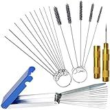 Motfittings Carburetor Cleaning Kit, 13 Wires + 10 Needles + 5 Brushes + 1 Pick, Premium Torch Tip Cleaner, Carbons Dirt Jet Remove, Suitable for Auto, Motorcycles, ATV, Welder, Lawn Equipment