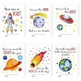 Denylo pro 36 Pcs Valentines Day Cards Planet Card Stock Spaceship Valentines Day Card for Valentine's Day Party Favor Classroom School Party Favors