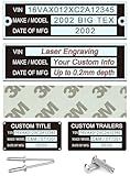 Custom VIN Number Plates – Replacement Customized VIN Tags for Trailers, Id Serial Number, laser engraving Tag with Date, GVWR – for Cargo Carriers, Trucks, Utility, Flatbed, Semi, T