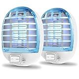 Bug Zapper Indoor, Electronic Fly Trap Insect Killer, Mosquitoes Killer Mosquito Zapper with Blue Lights for Living Room, Home, Kitchen, Bedroom, Baby Room, Office(2 Packs)