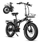EBKAROCY 750w Folding Electric-Bike for Adults with 48V 15AH Removable Battery, 30MPH & 68+Miles, 20" Fat Tire for City/Beach/Snow