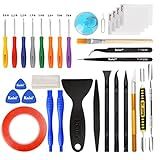 Kaisi 32 in 1 Professional Electronics Screen Opening Pry Tool Repair Kit with Steel and Carbon Fiber Nylon Spudgers, Double Side Adhesive Tape and 8 Screwdrivers for Open Cellphone, Laptops, Tablets