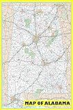 18x24 - Map of Alabama Large Detailed Roads and Highways, Map of Alabama State with All Cities, Parks and Landmarks - Laminated Wall Map Poster Print