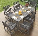 Ciokea HDPE Outdoor Dining Set, 7-Piece Patio Table and Chairs Set with Umbrella Hole, All-Weather Patio Dining Sets for 6, Durable Patio Furniture for Backyard, Garden, Lawn & Poolside, Grey