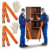 Moving Straps Upgrade Width, 2-Person Lifting and Moving System with Cotton Gloves, Lifting Wrist Straps for Moving Appliances, Furniture, Support up to 800lbs