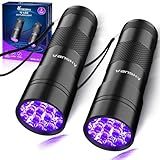 Black Light UV Light Flashlight: Vansky 395nm 12 LED 2 Pack Ultraviolet Blacklight Flashlight Mini Powerful Pet Urine Detector for Dog/Cat, Carpet Dry Stains Detection, Spot Scorpions, Resin Curing