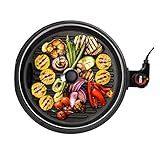 Elite Gourmet EMG6505G 12" Smokeless Indoor Electric BBQ Grill with Glass Lid Dishwasher Safe, Nonstick, Adjustable Temperature, Fast Heat Up, Low-Fat Meals Easy to Clean Design