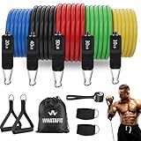 WHATAFIT Resistance Bands,Exercise Bands,Workout Bands with Handles,Door Anchor and Ankle Straps,5 Resistance Levels Fitness Bands,for Strength,Training, Physical Therapy, and Home Gym Equipment