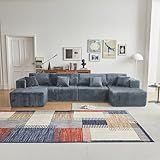 Oversized Modular Sectional Sofa Couch,143.3" U Shaped Sofa, Flannel Convertible Deep Seat 6 Seater Cloud Sofa for Large Living Room,Tool-Free Assembly,Gray