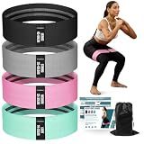 Resistance Bands for Working Out with Guide, 4 Workout Bands for Women & Men, Fabric Exercise Bands for Legs, Hip, Glute, Butt, Booty Bands Set for Yoga, Pilates, Strength (Green, Pink, Gray, Black)
