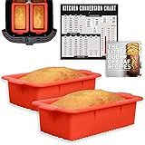 Air Fryer Silicone Loaf Pans for Baking, Non-Stick Bread Cake Pan, 8 inch Airfryer Bakeware Sets, Meatloaf Brownie Corn, Fits Instant Pot, Ninja Foodi, Cosori, Chefman, Power XL, Dash, BPA Free