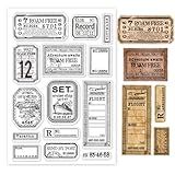 GLOBLELAND Retro Travel Transportation Ticket Clear Stamps for Cards Making Vintage Movie Ticket Background Clear Stamp Seals Transparent Stamps for DIY Scrapbooking Photo Album Journal