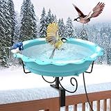 Webuys Heated Bird Baths for Outdoors, 100W Heated Bird Bath for Deck Railing, Heated Birdbath with Thermostat Control, Heated Bird Bath for Outside Winter Garden Patio Yard (Blue)