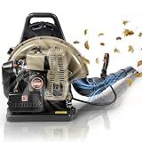 72CC Gas Leaf Blower, 760 CFM 235 MPH 2-Stroke Backpack Blower with Variable Speed, Cruise Control, Low Noise and Anti-Vibration Harness for Commercial Lawn Care, Yard Debris & Debris Removal, Khaki
