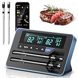 Alfolive 2025 AI Wireless Meat Thermometer, Smart Bluetooth Meat Thermometer Digital, ±0.5°F High Accuracy, Grill Temperature Probe for BBQ, Grilling, Smoker, Oven, Cooking, Air Fryer, 2 Probes