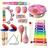CREPRO Kids Musical Instruments, Orff Wooden Musical Toys for Toddlers 3+, Natural Colors Percussion Instruments Set, Kids Preschool Educational Birthday Gifts