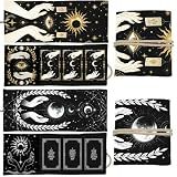 GLOBLELAND 2 Pcs Hands Tarot Card Holder Golden Moons Phase Polyester Tarot Magic Divination Magic Eyes Leaf Vines Large Storage Pouch Accessories for Playing Cards and Tarots