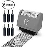 Vantamo Identity Theft Protection Roller Stamp for Hiding Sensitive Information, Wide Confidential Stamp with 6 Ink Refill, Security Stamp Roller for Identity Theft Prevention, Classy Gray