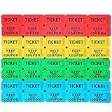 Homrelaxy 1000 Pairs 2000 Pcs Raffle Tickets, 50/50 Double Raffle Tickets, 250 Double Tickets Per Stack, for Events, Entry, Carnivals, and Door Prizes (Blue/Red/Green/Yellow)