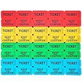 Homrelaxy 2000 Pcs 1000 Pairs Raffle Tickets, 50/50 Double Raffle Tickets, 250 Double Tickets Per Stack, for Events, Entry, Carnivals, and Door Prizes (Blue/Red/Green/Yellow)
