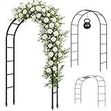 Thickened Tube Garden Arch,7.3ft Heavy-Duty Metal with 16mm Steel Tubes & 0.5mm Thickened Wall, Durable Outdoor Trellis for Climbing Plants,Roses,Garden Party,Ceremony & Decorations (Black)
