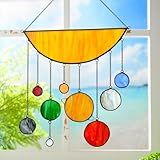 Yoande Stained Glass Suncatchers Window Hanging 11.81" Solar System Sun Space Planets Stained Glass Panel with Chain Galaxy Rainbow Suncatchers Maker for Windows Home Kitchen Indoor Garden Decor