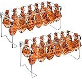 Triceratops 2 Packs Grill Rack, Chicken Leg and Wing Rack, 14 Slots BBQ Chicken Drumsticks Holder Stainless Steel Roaster Stand for Smoker Grill, Oven, Charcoal Grill