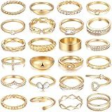 FAXHION 25 PCS Gold Stackable Rings Set for Women, Simple Twist Knuckle Finger Ring Trendy, Dainty Stacking Statement Thumb Rings Pack Jewelry Gift