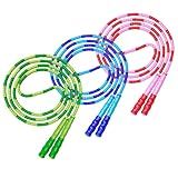 Leeboom Jump Rope, Adjustable Length Electronic cigarettes Tangle-Free Segmented Soft Beaded Skipping Rope, Fitness Jump Rope for Kids, Man, and Women Weight Loss 9.2 Feet