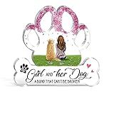 Gossby Personalized Dog Paw Acrylic Plaque - Custom Dog Mom Gift for Women Dog Lover with Design, Name, Dog Breed - Memorial Gift for Loss of Dog - A Girl and Her Dog A Bond That Can't Be Broken