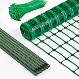 Temporary Fence, Snow Fence, 40" x50' Plastic Mesh Fence with 13-Pack 4FT Steel Stake, Portable Garden Fencing Safety Netting for Outdoor Backyard, Animals Barrier Set for Dog Deer, Green