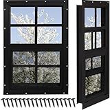 NOTASA Shed Windows 2 Pack, Chicken Coop Windows 12" x 18" with Tempered Glass and Fiberglass Screen, Flush Mounted Small Window for Shed, Barns, Playhouse, Household, Garage (Black)