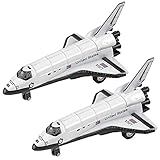 ArtCreativity Diecast Space Shuttle with Pullback Mechanism, Set of 2, 5 inches NASA Toys for Boys, Astronaut Cake Decorations, Space Theme Party Favors, Easter Basket Stuffer for Kids