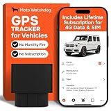 GPS Tracker for Vehicles, No Subscription with Real-Time Location, Mileage Tracking, Speeding Monitoring, Route History, Geofence, OBD, for Fleets & Families, USA, Any Vehicle 1998+, Moto Watchdog